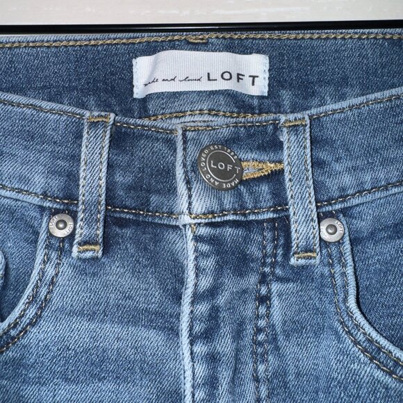 Loft Women's Size 00/24 Medium Wash High Rise Ankle Skinny Jeans - Picture 3 of 8